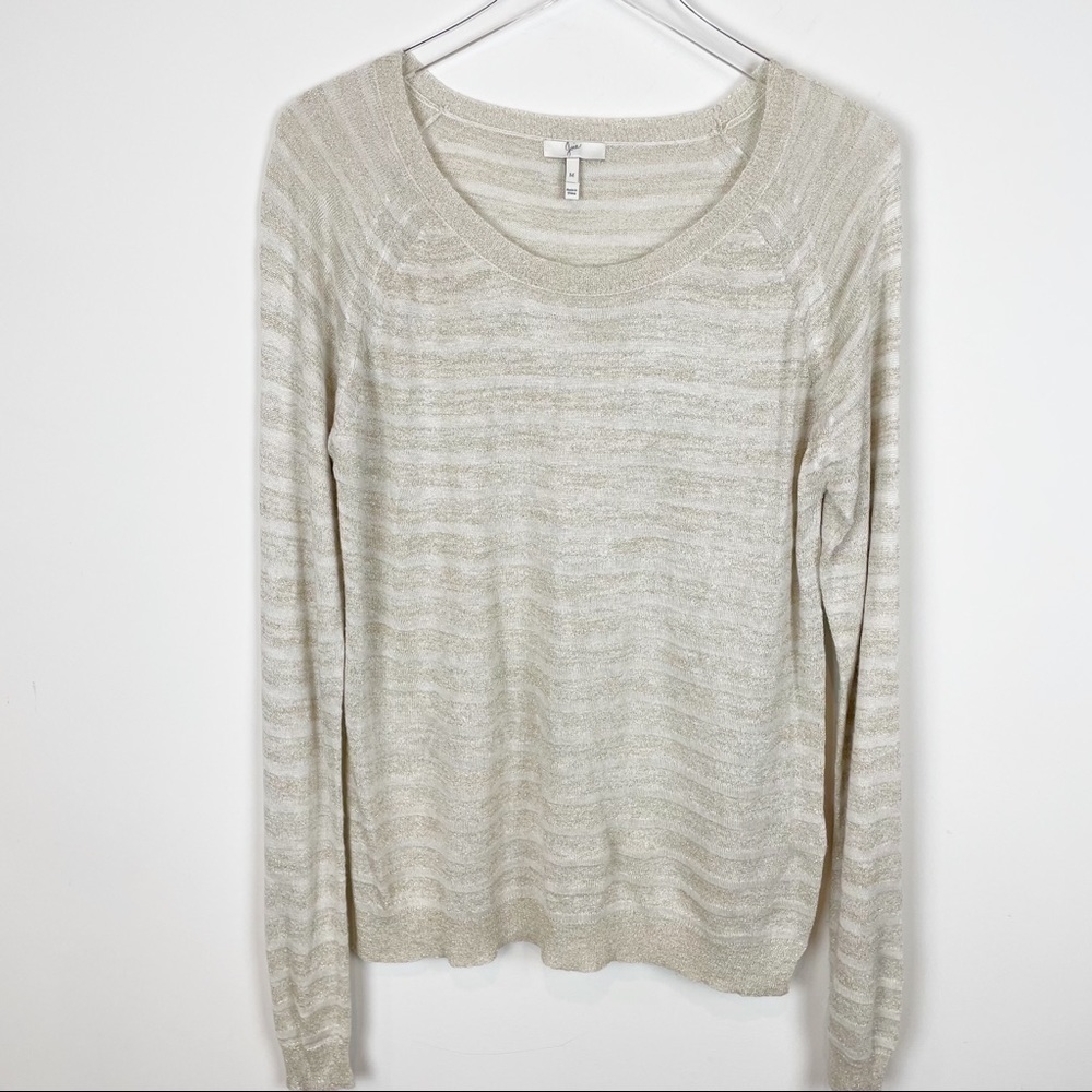 Joie Gold Metallic Stripe Lightweight Knit Top Sweater size M EUC